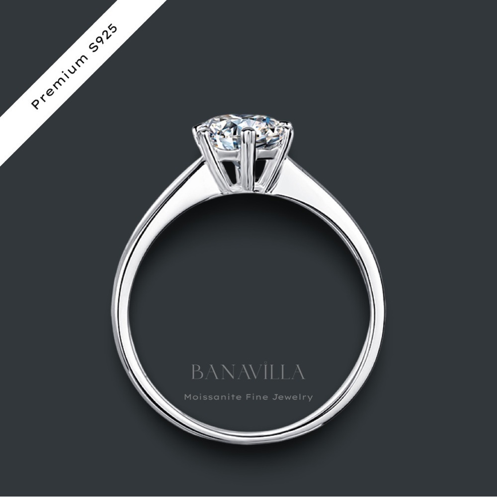 Moissanite 1ct Diamond Solitaire Engagement Ring Sterling Silver Size 7 - Picture 6 of 6